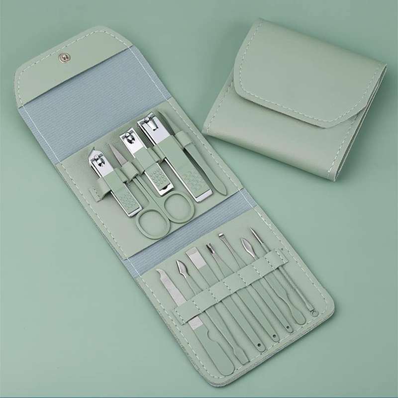MBeauty 12PCS Stainless Steel Nail Clipper Set, Portable Manicure Pedicure Kit With Travel Case