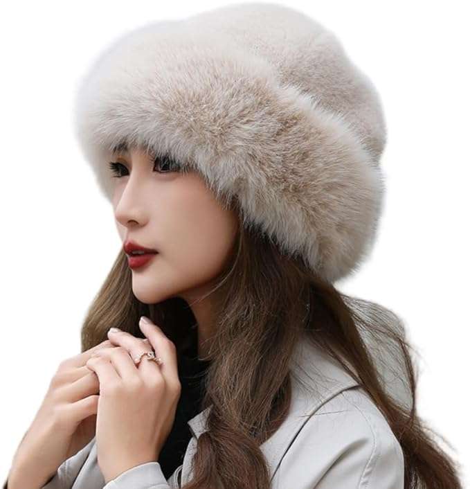 Fluffy Faux Fur Russian Hat for Women  Winter Warm Plush Hat