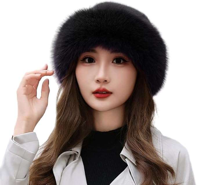 Fluffy Faux Fur Russian Hat for Women  Winter Warm Plush Hat