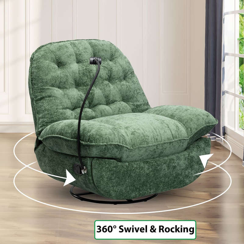 MHome Swivel Rocker Recliner Chair with Adjustable Backrest Footrest