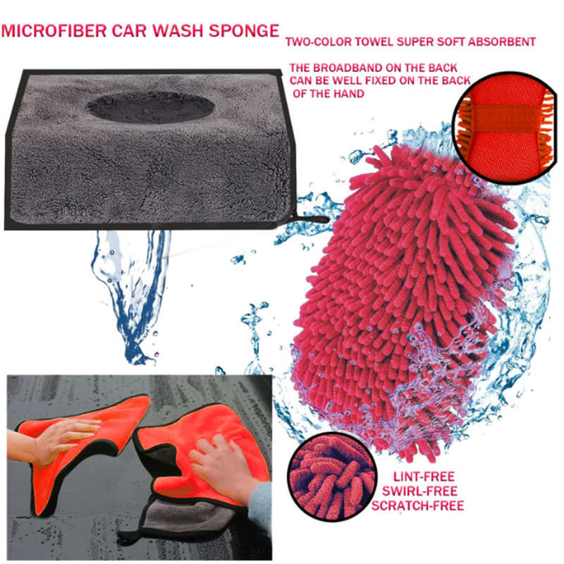 Car Wash Kit - Car Wash Mop Car Wash Cleaning Tools Kit with Car Wash Brush with Long Handle,Micr...