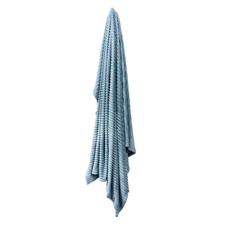 Flannel Luxury Ribbed Fleece Throw Blanket  180 x 200cm Super Soft Faux Fur Micro-Mink Reversi...
