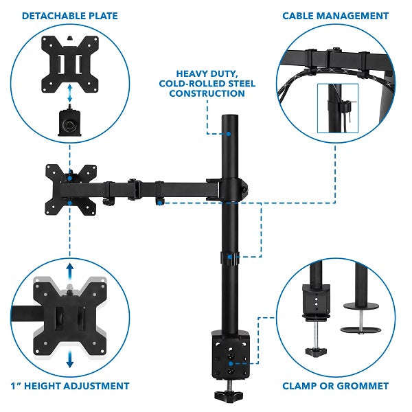 15-33 Long Arm Table Clamp Monitor Stand