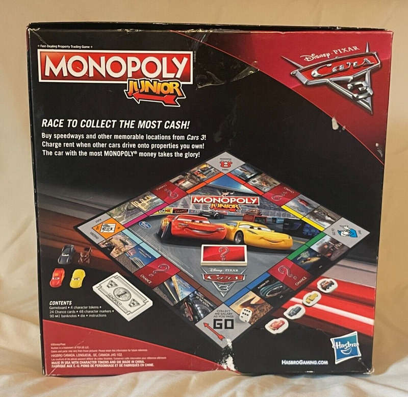 Monopoly Junior Disney Pixar Cars 3 Edition