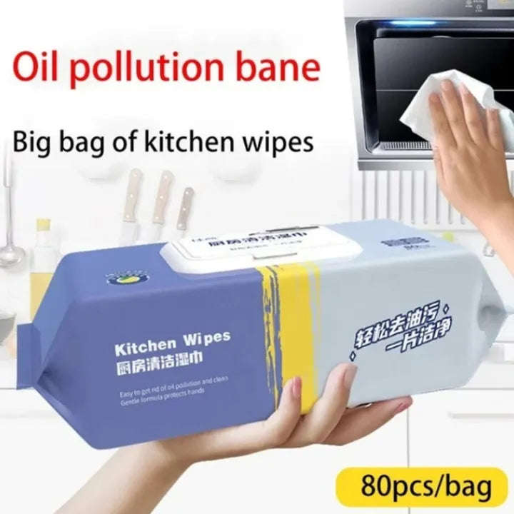 80 PCS Kitchen Cleaning Wipes Kitchen Towel Tissue Strong Decontamination Degreasing Wet Tissue L...