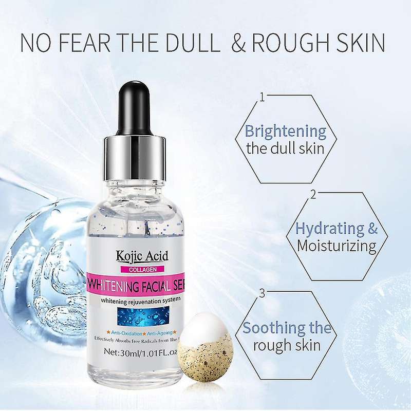 Kojic Acid Collagen Whitening Face Serum Lighten Spots Brightening Facial Skin Essence Fade Dark ...