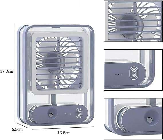 Portable Desk Fan with Night Light, 3 Speed with Spray