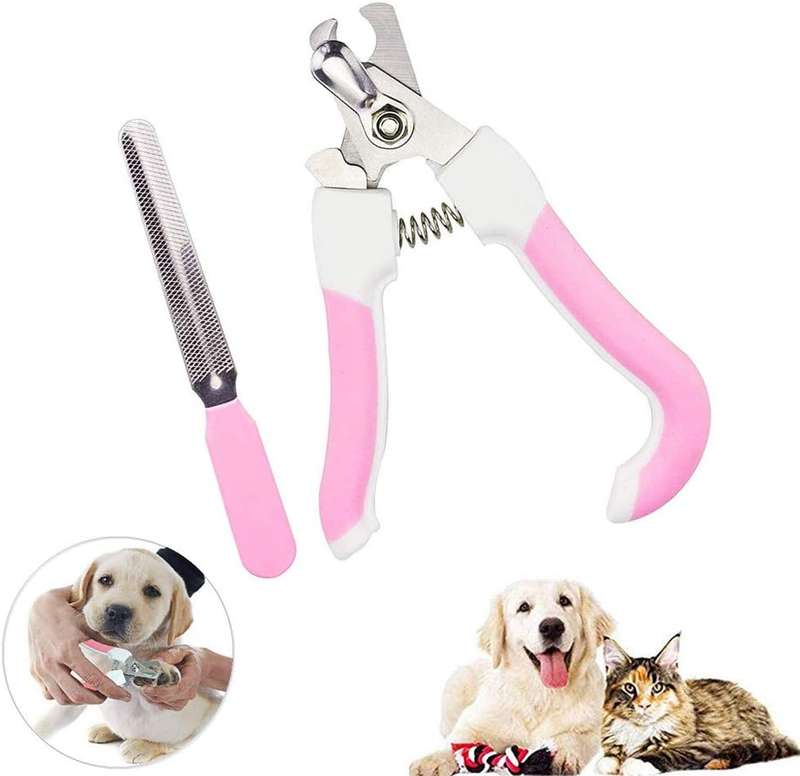 Pet Nail Clippers with Nail File  Stainless Steel Cat & Dog Claw Trimmer