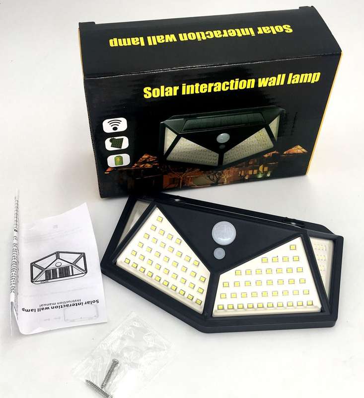100 LED Solar Motion Sensor Wall Light  Outdoor Waterproof PIR Lamp with 3 Modes, 600LM Bright...
