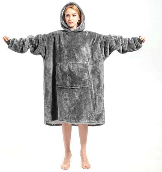Kids Huggle Oversized Hoodie Blanket  Ultra Soft Sherpa Fleece Wearable Sweatshirt with Hood &...