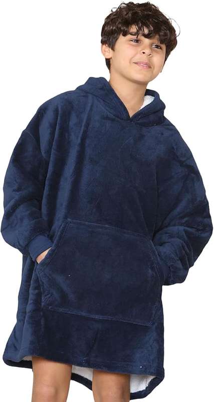 Kids Huggle Oversized Hoodie Blanket  Ultra Soft Sherpa Fleece Wearable Sweatshirt with Hood &...