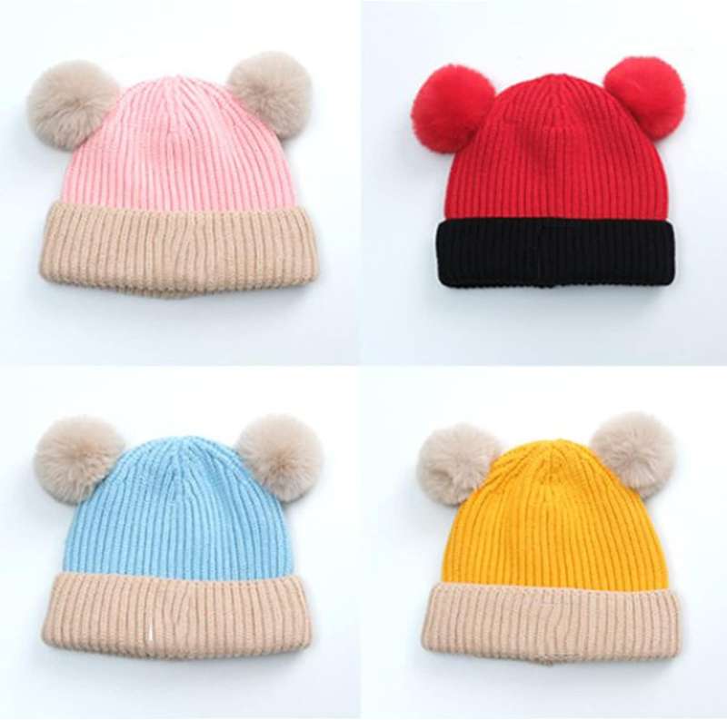Baby Toddler Warm Fluffy Beanie Hat & Scarf Set  Winter Woolen Cap for Boys & Girls