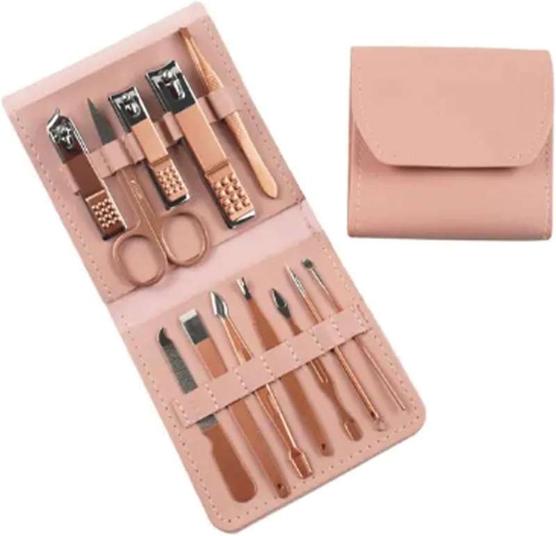 MBeauty 12PCS Stainless Steel Nail Clipper Set, Portable Manicure Pedicure Kit With Travel Case