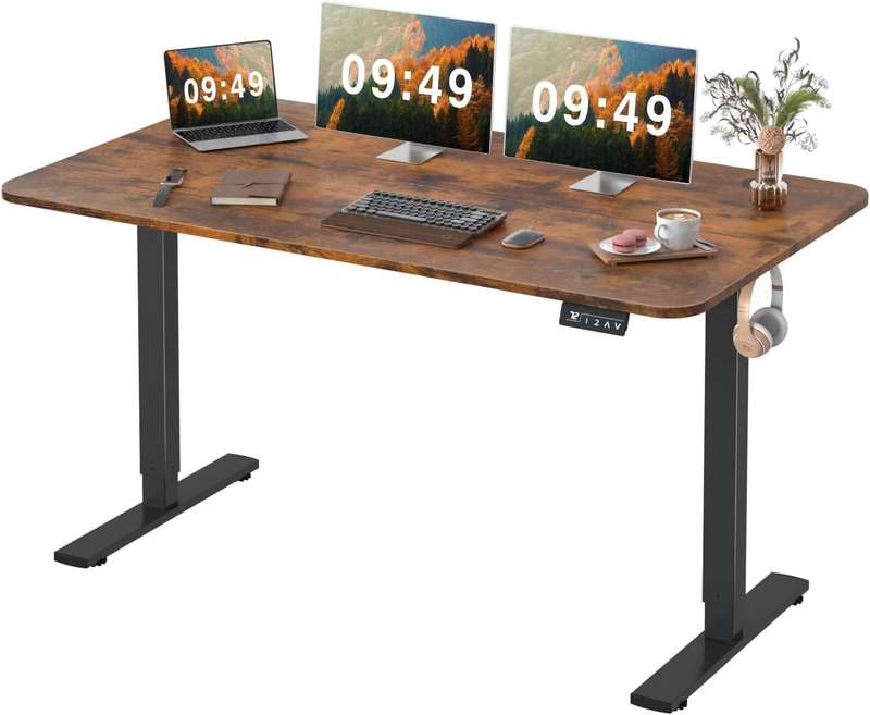MFurn Electric Height Adjustable Standing Desk  120x60cm Sit-Stand Desk With Memory Presets, T...