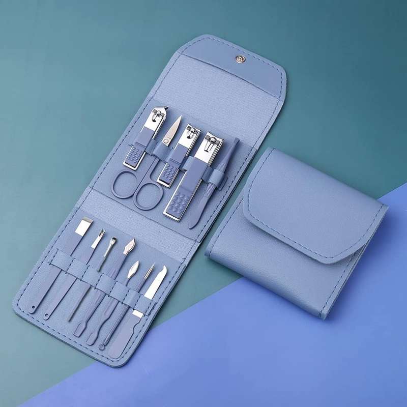 MBeauty 12PCS Stainless Steel Nail Clipper Set, Portable Manicure Pedicure Kit With Travel Case