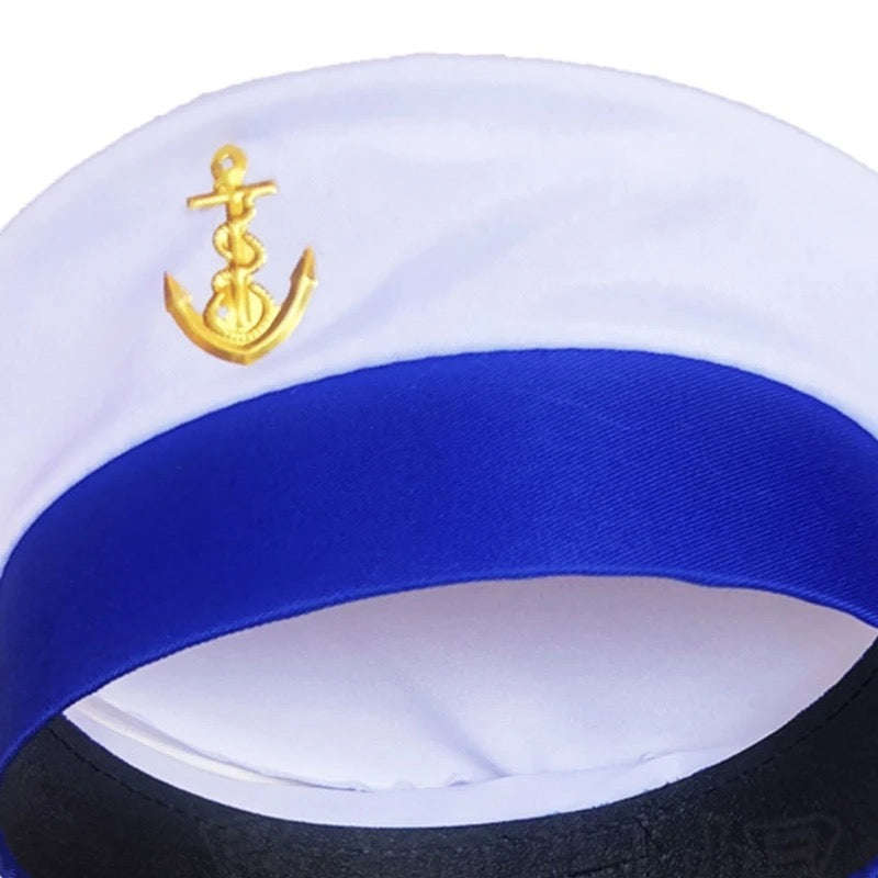 Sailor Hat Yacht Captain Hat Navy Marine Hat Adjustable Sailor Captain Costume Men Boat Navy Hat ...