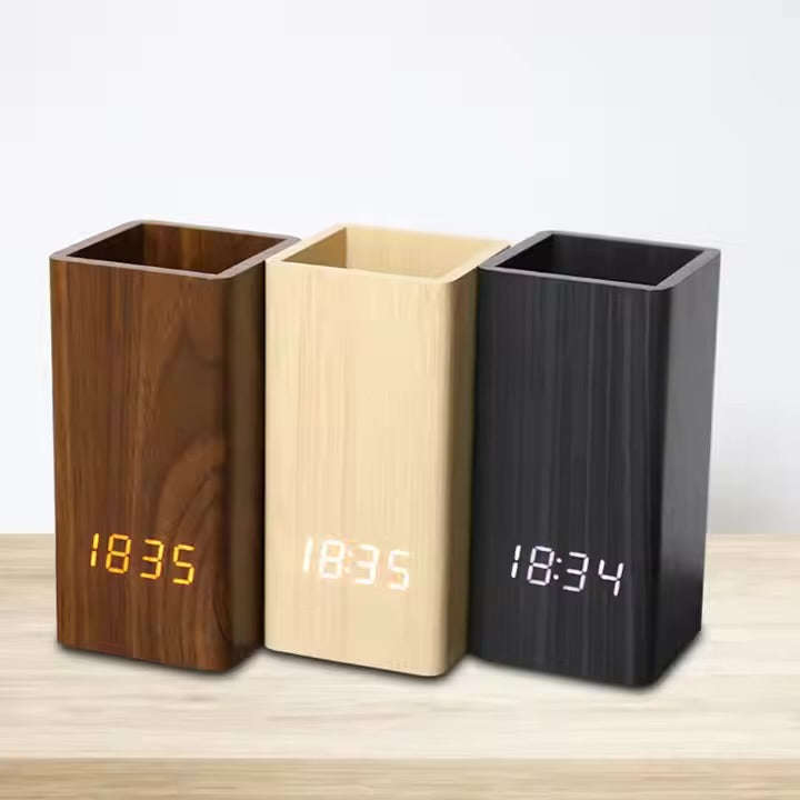 MTech Pen Holder Clock LED Electronic Clock Desktop Pen Holder Student Stationery.
