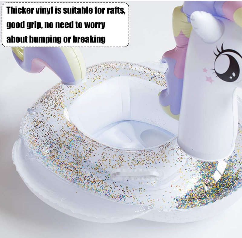 Inflatable Pool Floats, Unicorn Swimming Aids, Inflatable Swimming Ring, Glitter White Swimming R...