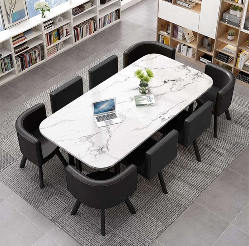 Nordic Style Table Set 8 Chairs + Dining Table , Rectangular Available In Various Colours Now Ava...