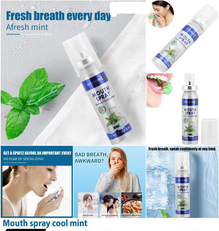 Mouth Freshener Spray, Lightweight Portable 24 Hour Oral Rinse Breath Freshening Spray, Help Figh...