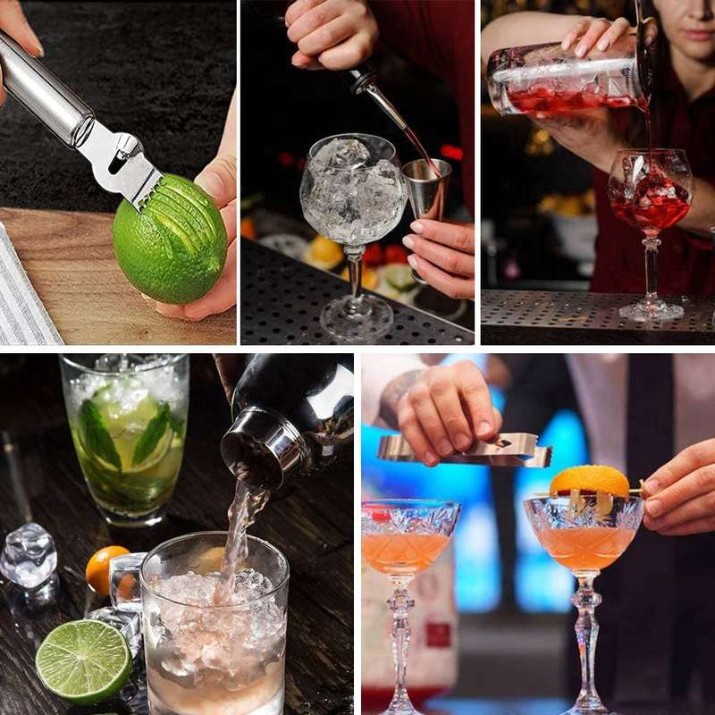 Stainless Steel Cocktail Shaker Set 11 Pieces Bartender Tools Kit-550ml