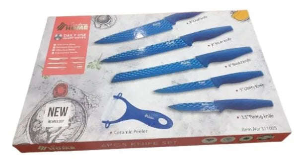 6pc Knife Set  Blue