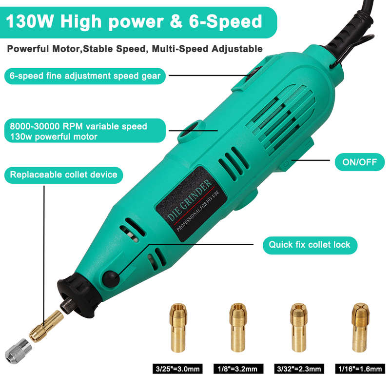 Mini Tool Kit 130W Rotary Tool With 211 Piece Accessories & Flexible Shaft