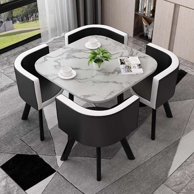 Modern Marble Top (MDF)Dining Table and Chairs Set 5pc