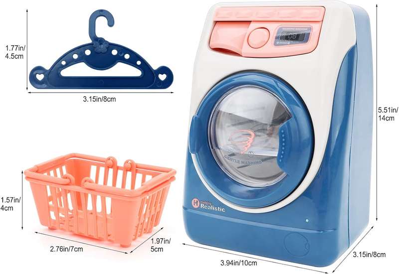 Kids Mini Simulation Washing Machine Toy - Battery Operated Laundry Play Set with Realistic Sound...