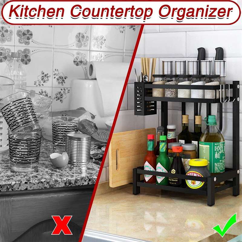2 Tier Kitchen Countertop Free Standing Storage Organizer