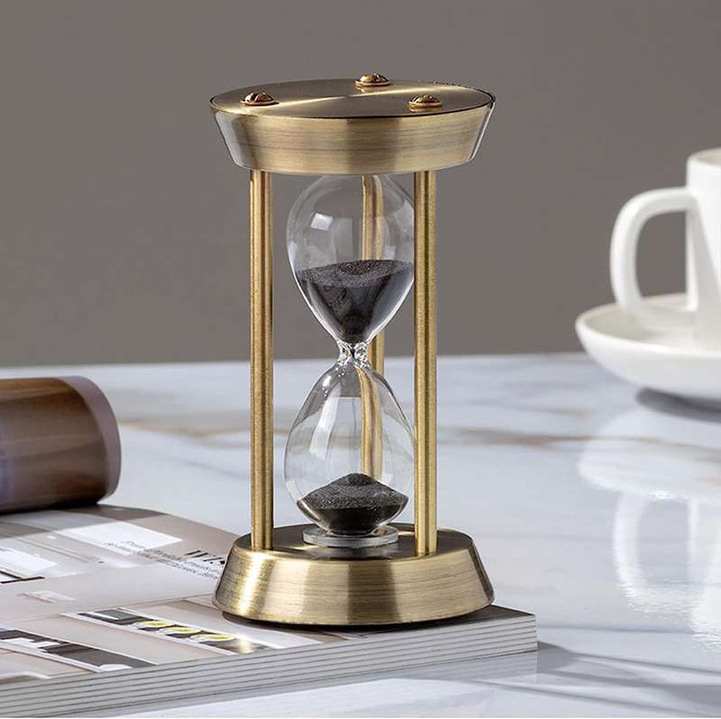 MHome Vintage Three Pillar Mini Hourglass Ornament Timer - Metal Hourglass, Glass Sand Timer