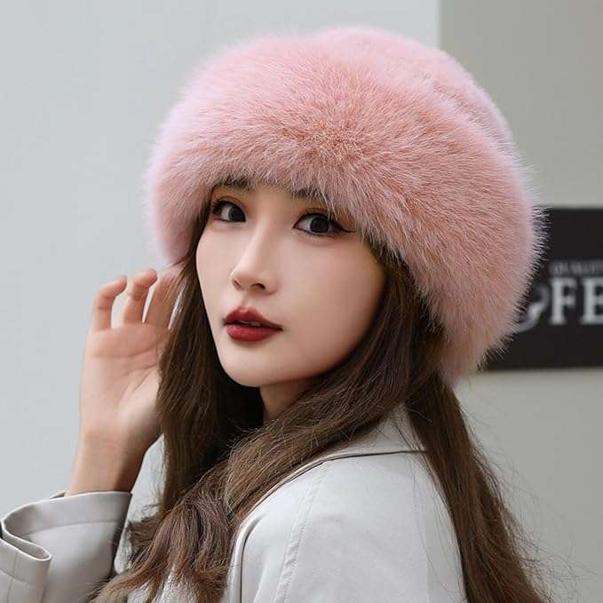 Fluffy Faux Fur Russian Hat for Women  Winter Warm Plush Hat