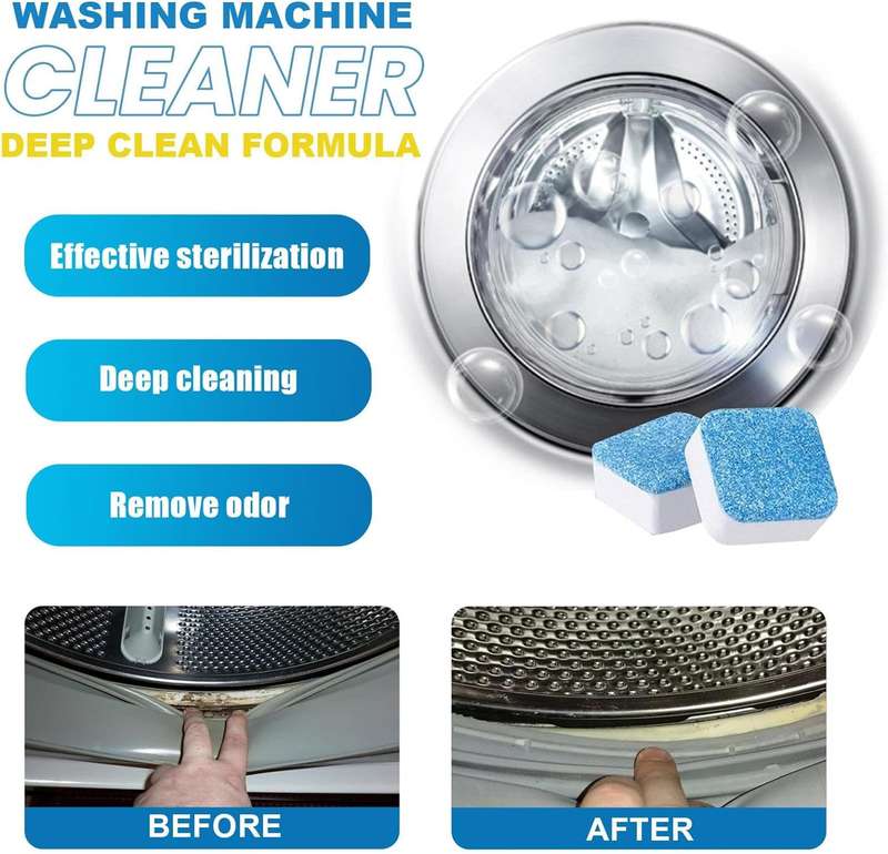 Cleaning Tablet Eliminate Odor, Deep Cleaning, Instant Clean for Front Load Washing Machine