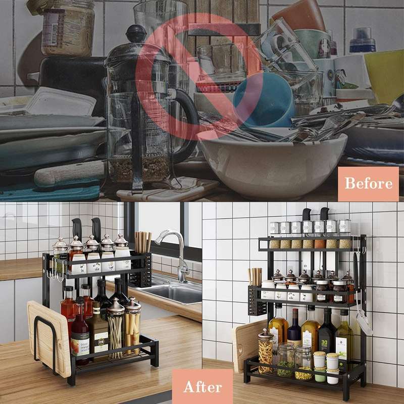 2 Tier Kitchen Countertop Free Standing Storage Organizer