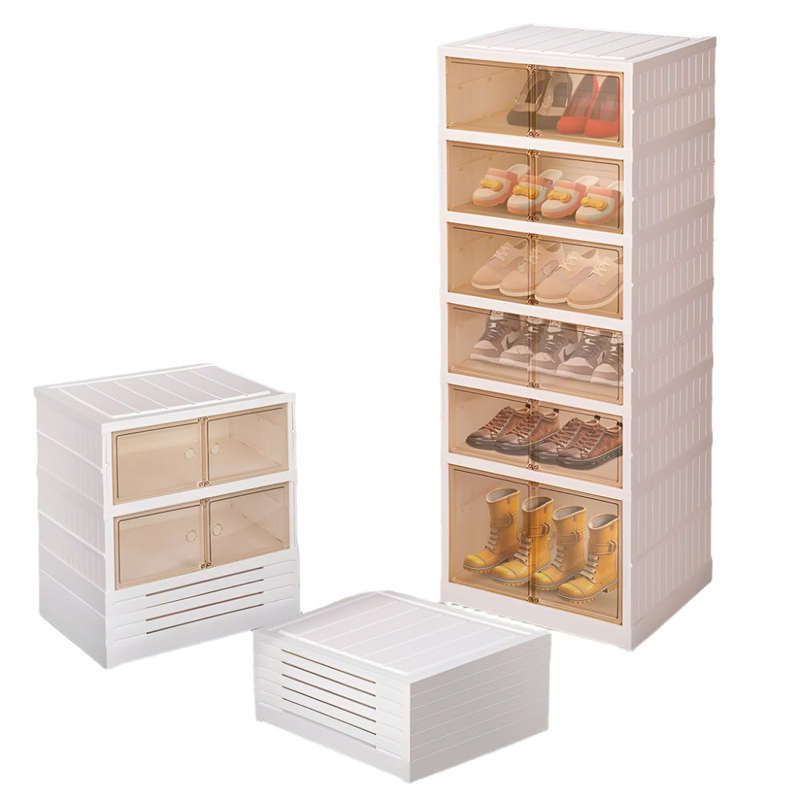 6 Tier Foldable Shoe Rack Organizer with Magnetic Clear Door