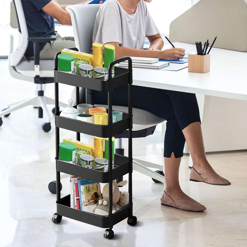 MHome 3/4-Tier Rolling Storage Cart with Wheels  Space-Saving Utility Trolley