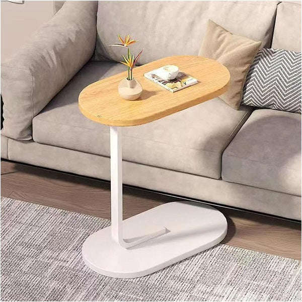 C-Shaped Side Table  Modern Narrow Coffee Table with Metal Frame for Small Spaces