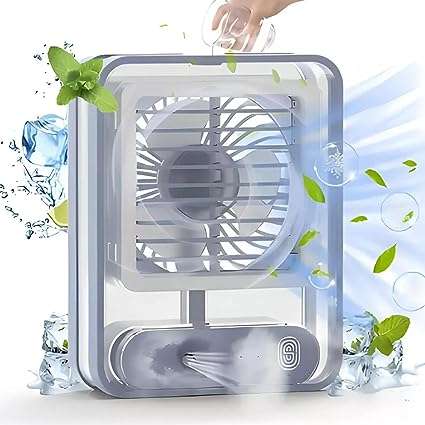 Portable Desk Fan with Night Light, 3 Speed with Spray