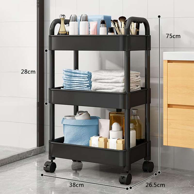 MHome 3/4-Tier Rolling Storage Cart with Wheels  Space-Saving Utility Trolley