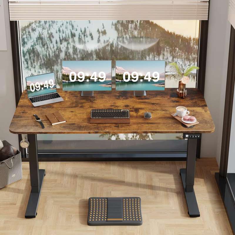 MFurn Electric Height Adjustable Standing Desk  120x60cm Sit-Stand Desk With Memory Presets, T...