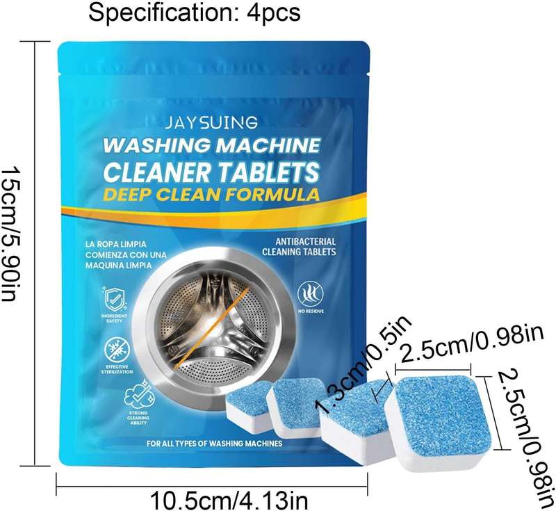Cleaning Tablet Eliminate Odor, Deep Cleaning, Instant Clean for Front Load Washing Machine