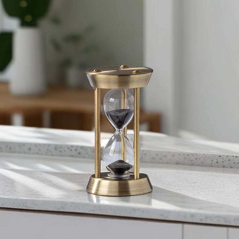 MHome Vintage Three Pillar Mini Hourglass Ornament Timer - Metal Hourglass, Glass Sand Timer