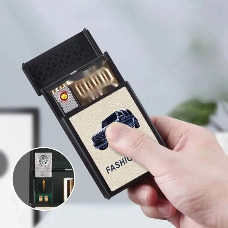 Multi-Functional Lighter Cigarette Case Integrated Portable and Universal Cigarette Case Anti-Pre...