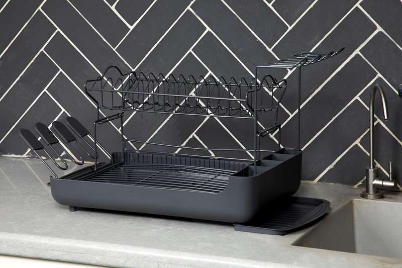 2-Tier Dish Rack with Pull-Out Drain Tray  Large Capacity Countertop Organizer