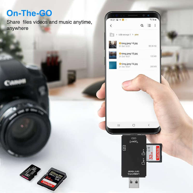 Multifunctional 6 In 1 Type C Card Reader Supports USB2+Micro USB+Type-C Inc 32G Memory Card