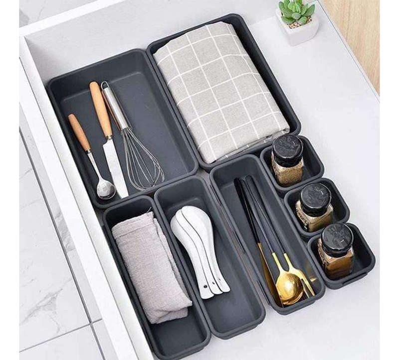 MHome 8-Piece Interlocking Plastic Drawer Organizer Set  Desk, Cutlery, Makeup, Office, and Ba...