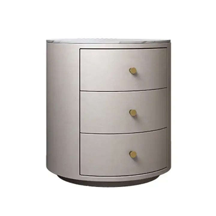 Round Bedside Table Smart Intelligent Audio Password Fingerprint Lock Wireless Charging Leather W...