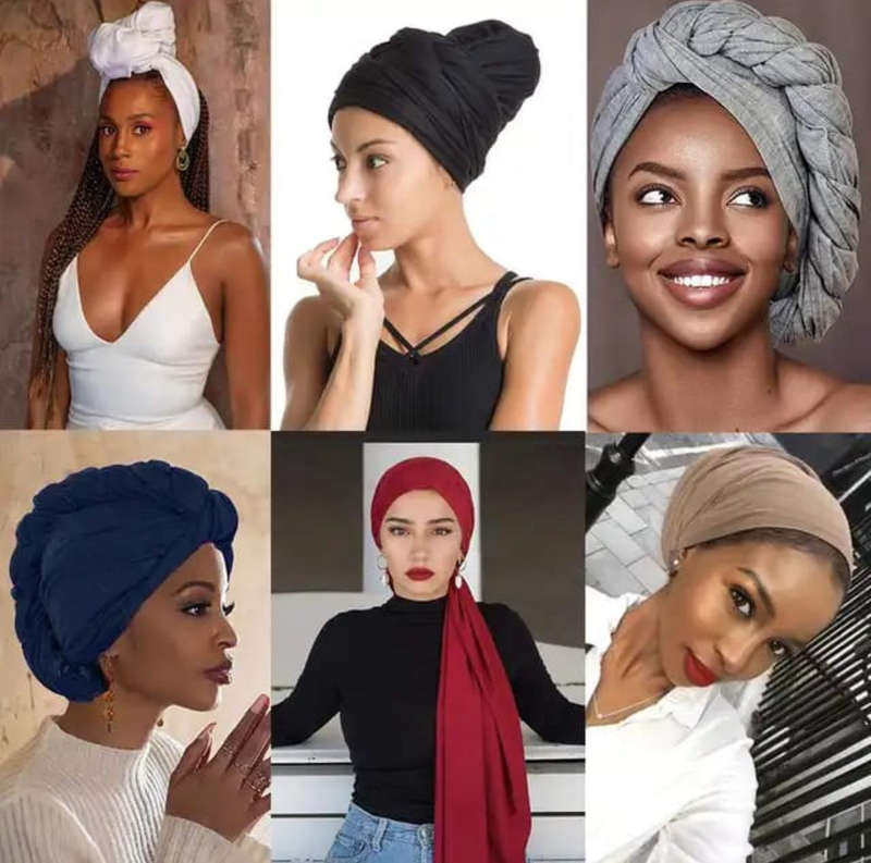 Turban Head Wraps | Jersey Stretch | Hair Scarf | Long Shawl | Solid Color |Soft Lightweight Head...