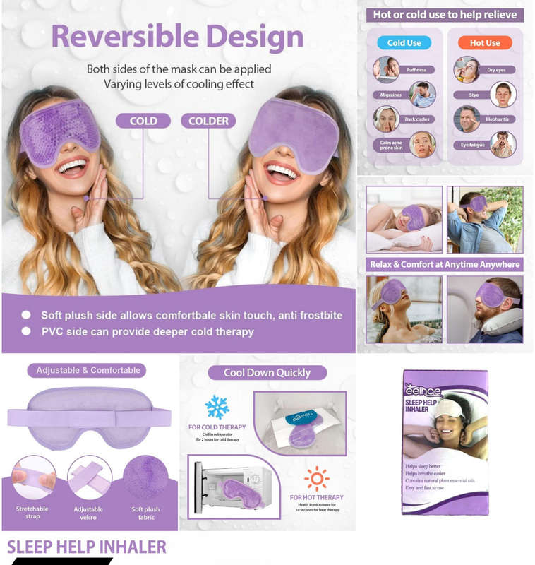 Reusable Gel Eye Mask For Puffy Eyes, Ice Eye Mask Cold Eye Mask Frozen With Plush Backing For He...