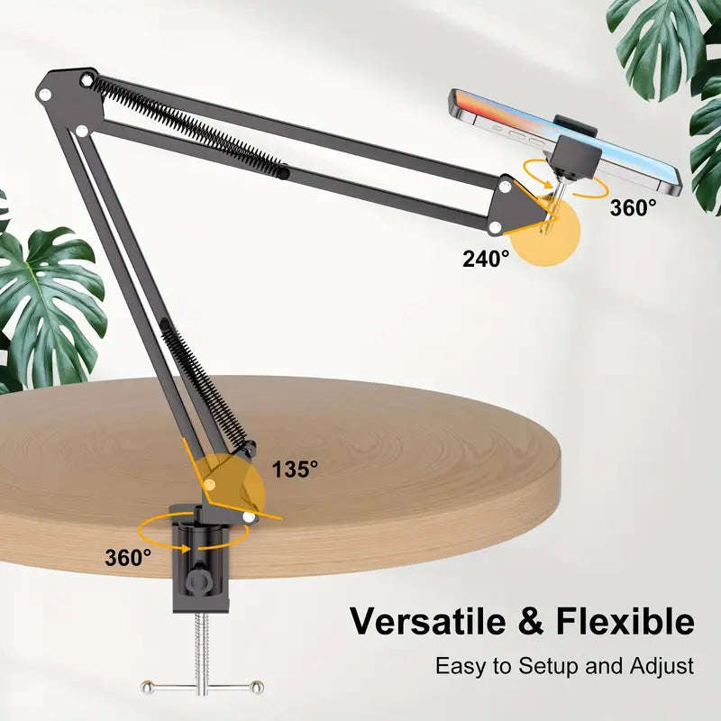 360° Cell Phone Stand Tablet Clamps Rotating Holder Lazy Bracket For Desk Height Adjustable Broa...